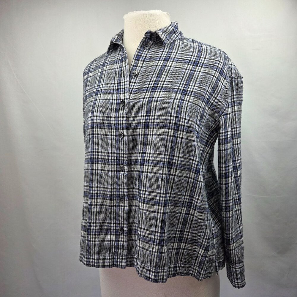 Madewell Plaid Button-Up Flannel Shirt Blue/Black/White Size XS